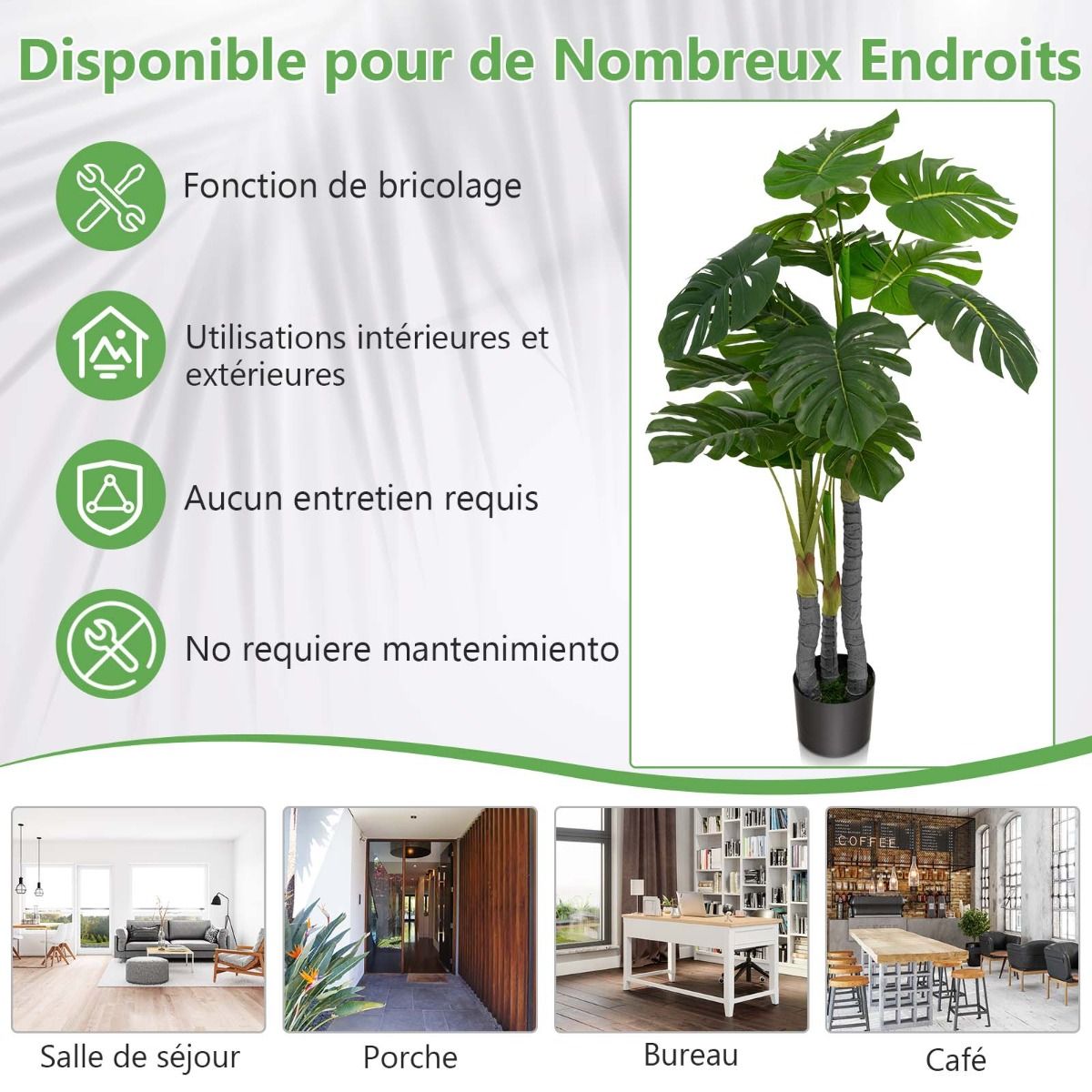 Monstera Deliciosa artificiel de 120 cm en pot