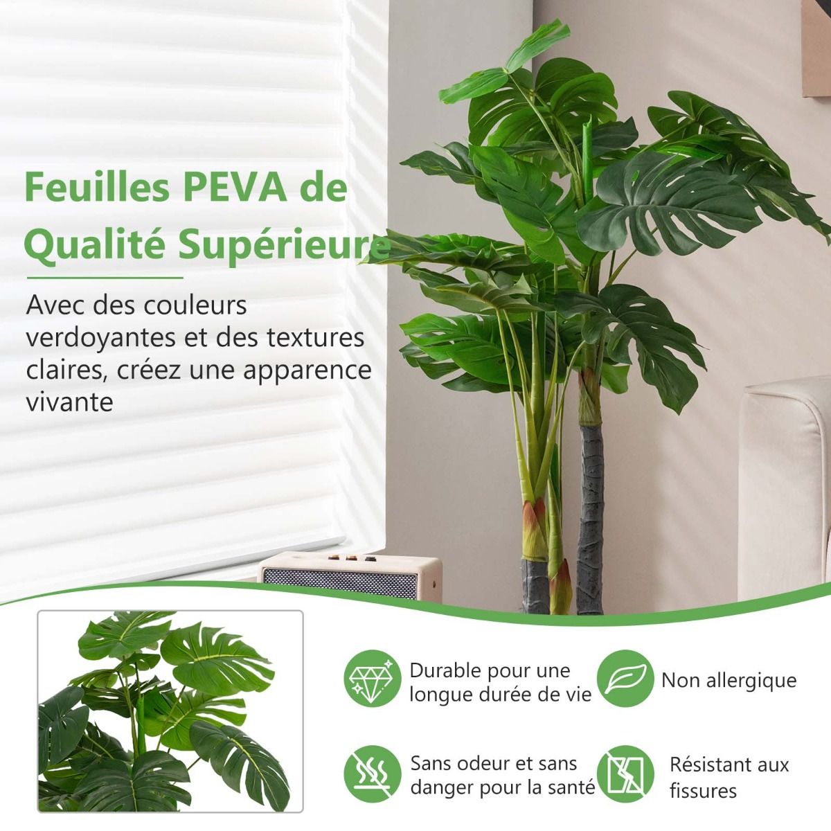Monstera Deliciosa artificiel de 120 cm en pot