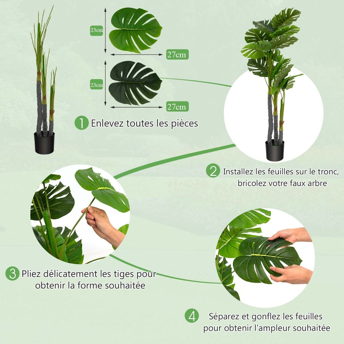 Monstera Deliciosa artificiel de 120 cm en pot