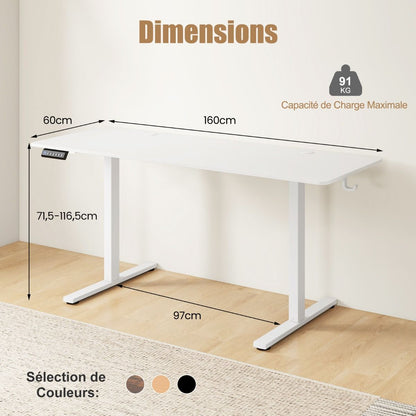 Bureau Assis-Debout Électrique 160x60 cm