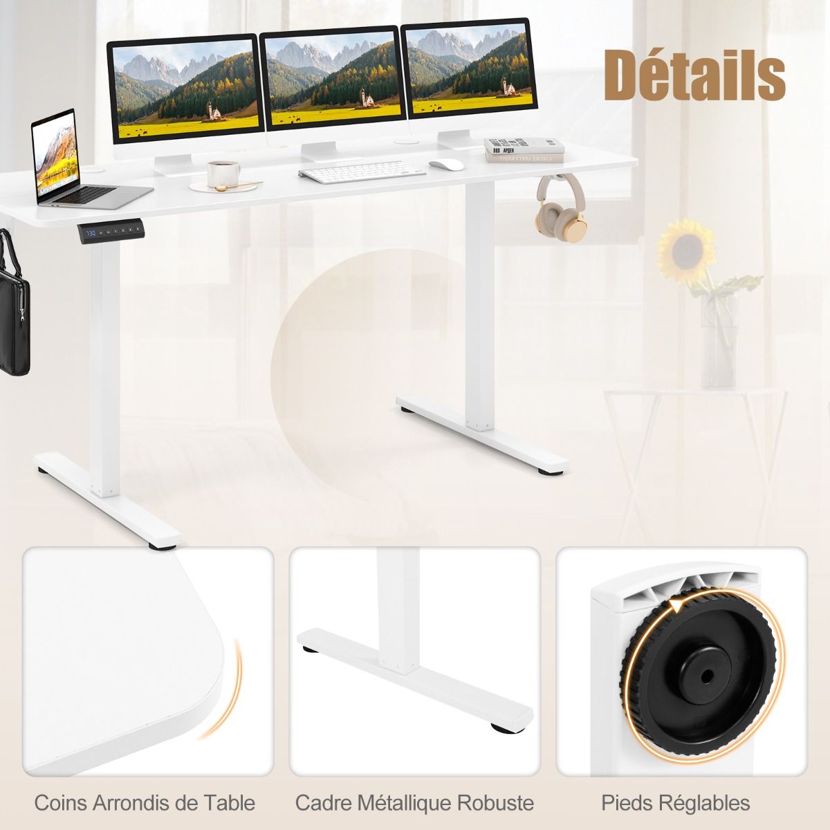 Bureau Assis-Debout Électrique 160x60 cm