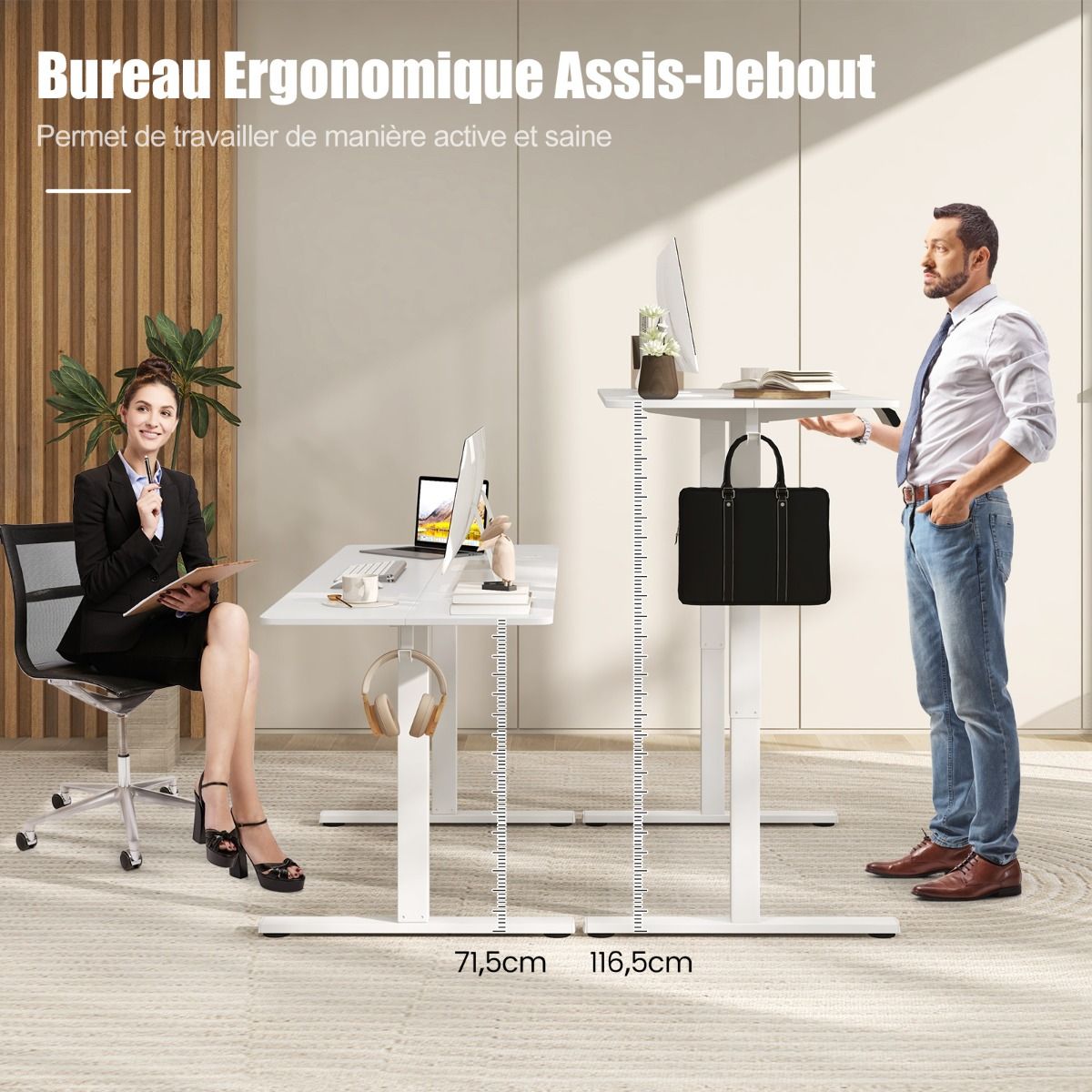 Bureau Assis-Debout Électrique 160x60 cm
