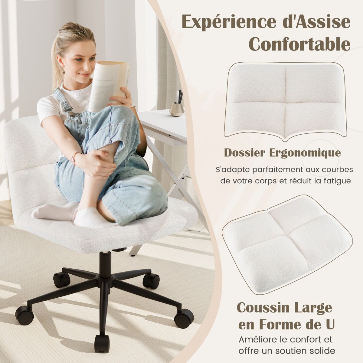 Chaise de Bureau COZY Cocoon en Laine d’Agneau