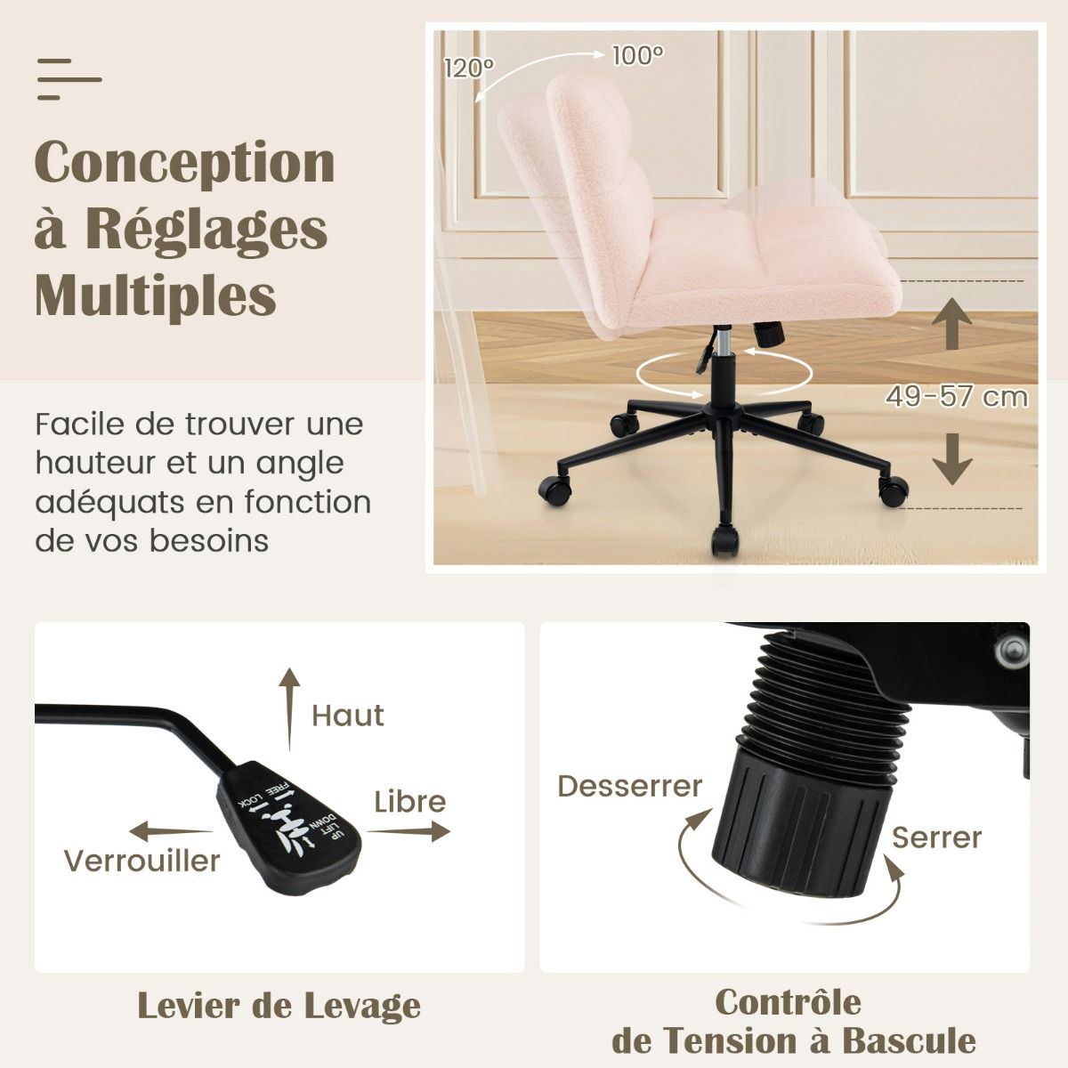 Chaise de Bureau COZY Cocoon en Laine d’Agneau