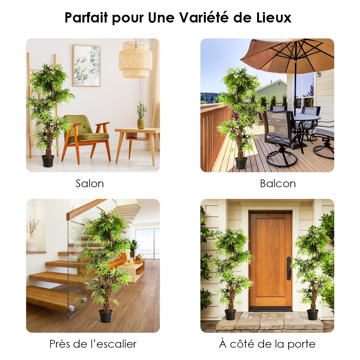 Arbre Artificiel Luxueux de 160cm en PVC avec Pot en Ciment