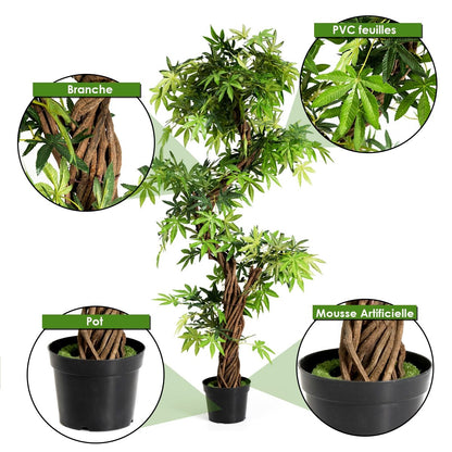 Arbre Artificiel Luxueux de 160cm en PVC avec Pot en Ciment