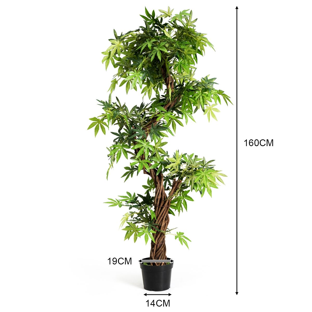Arbre Artificiel Luxueux de 160cm en PVC avec Pot en Ciment