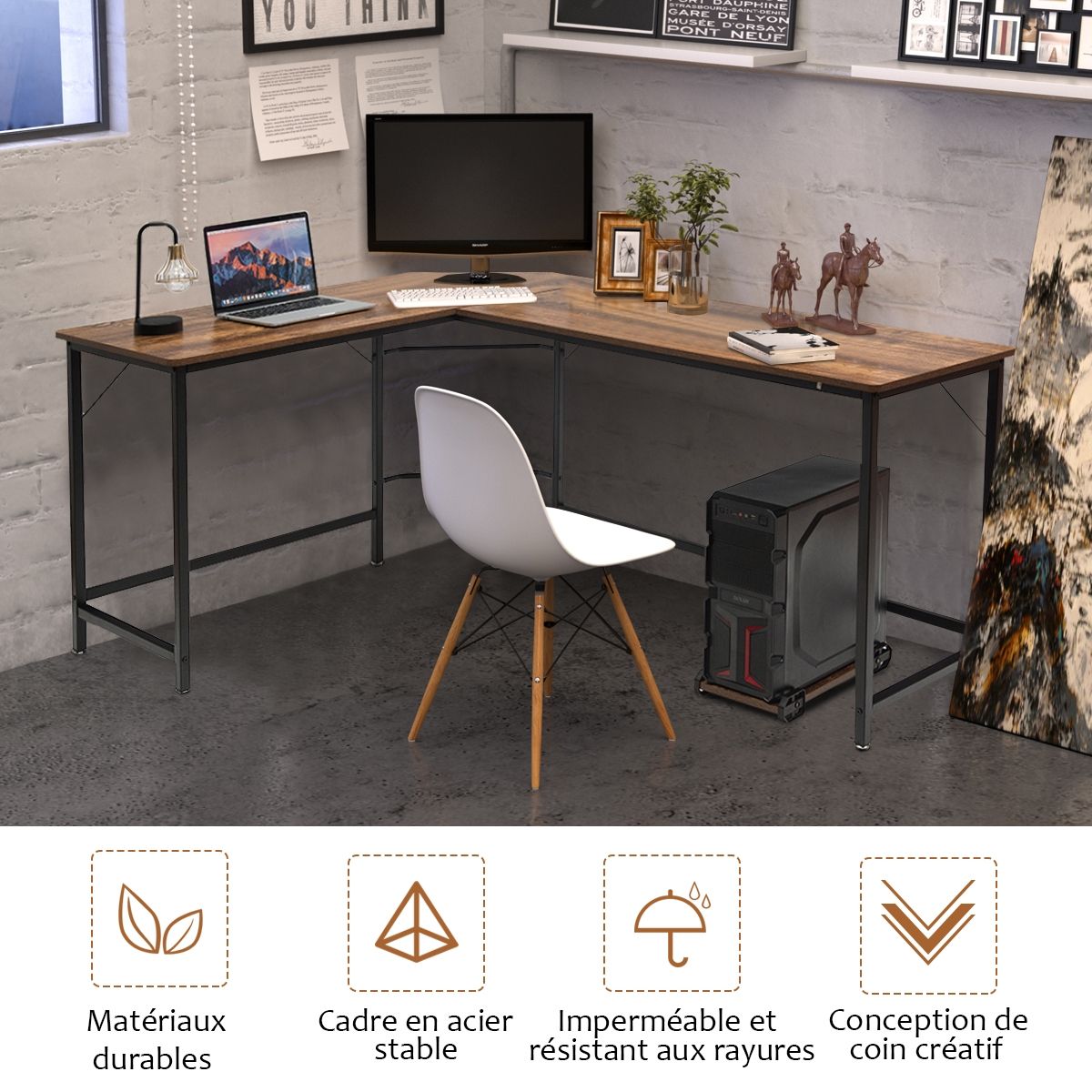 Bureau d’Angle Moderne en Forme de L