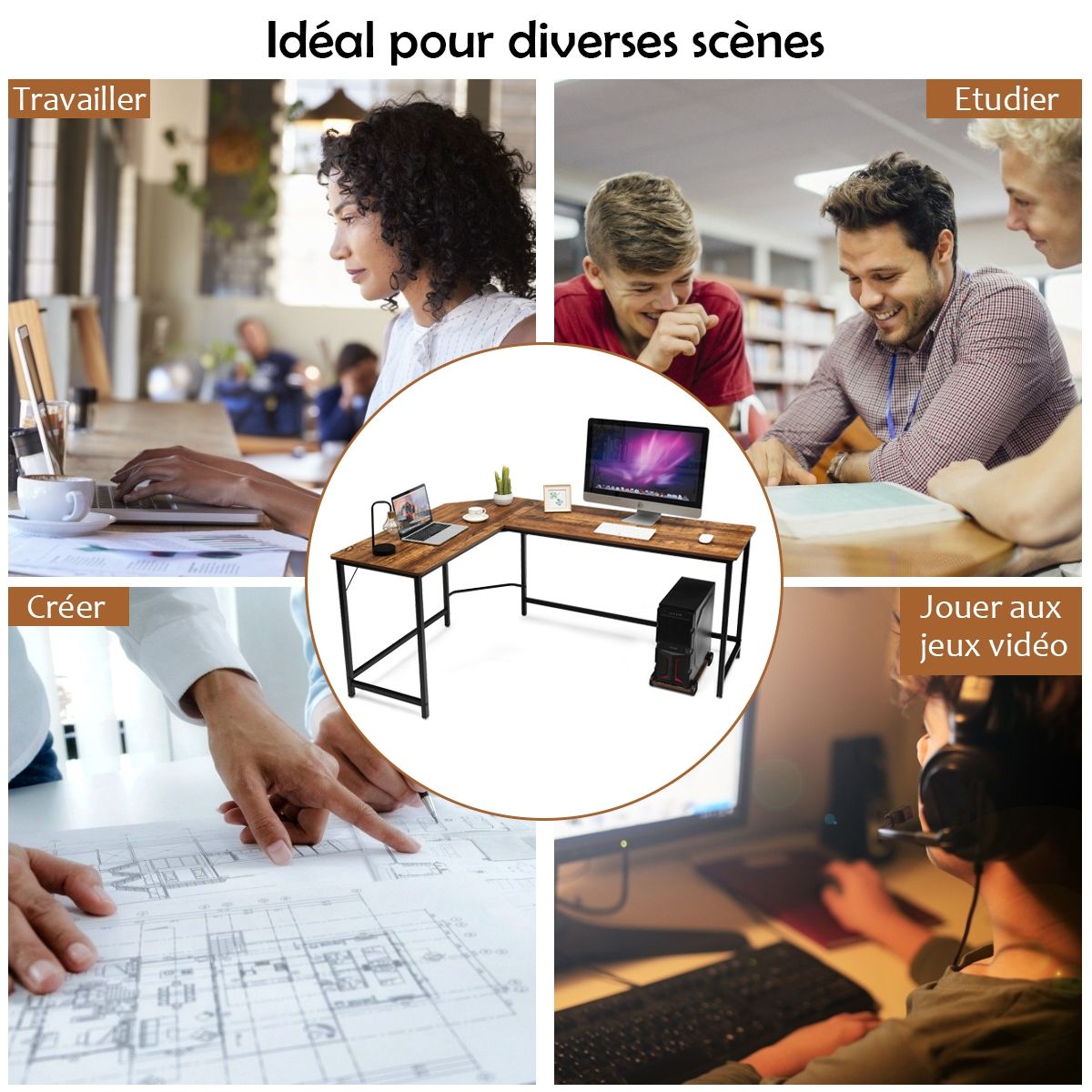 Bureau d’Angle Moderne en Forme de L