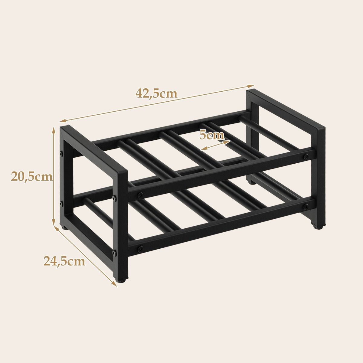 Casier à Vin Métal Noir Chic Élégant pour 8 Bouteilles