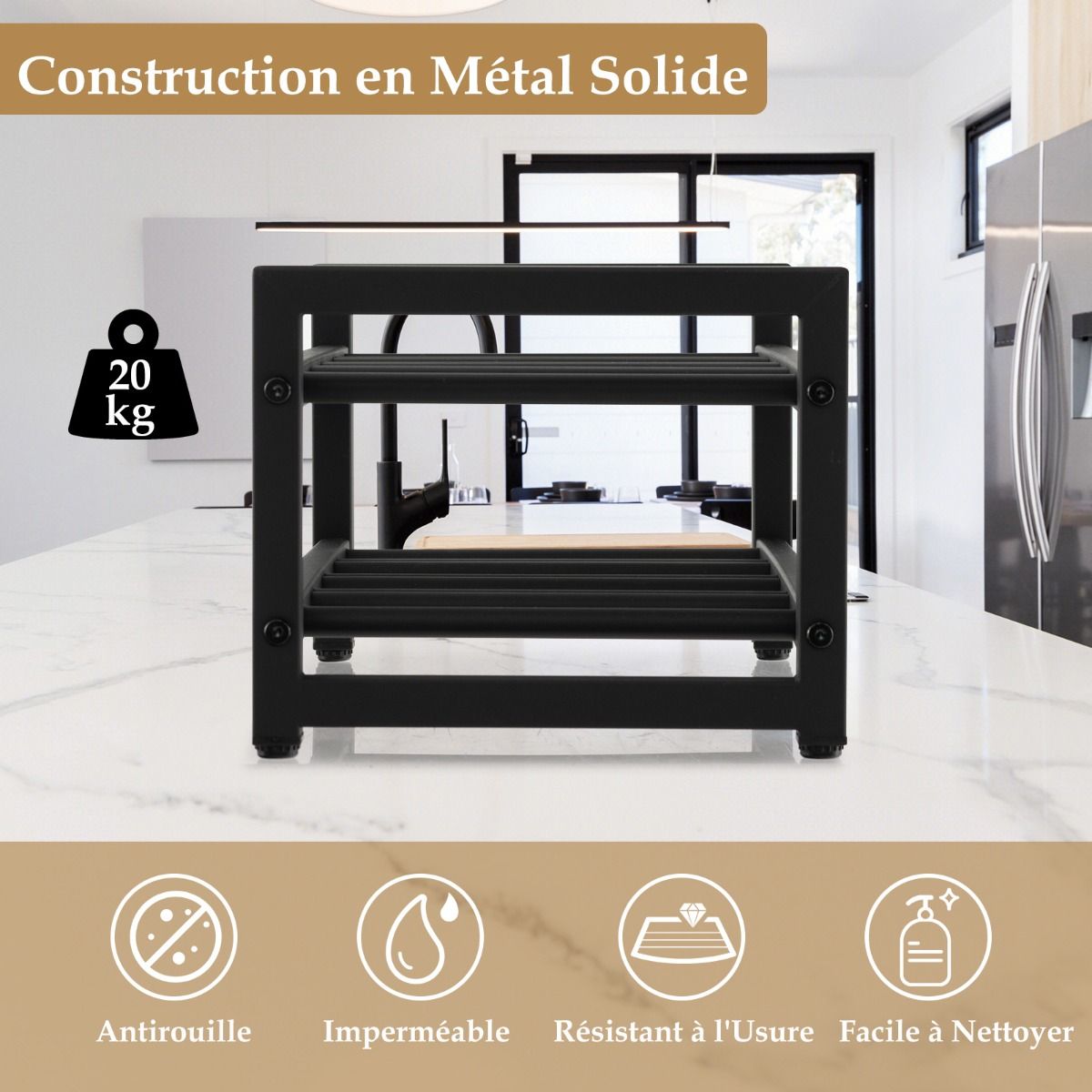 Casier à Vin Métal Noir Chic Élégant pour 8 Bouteilles