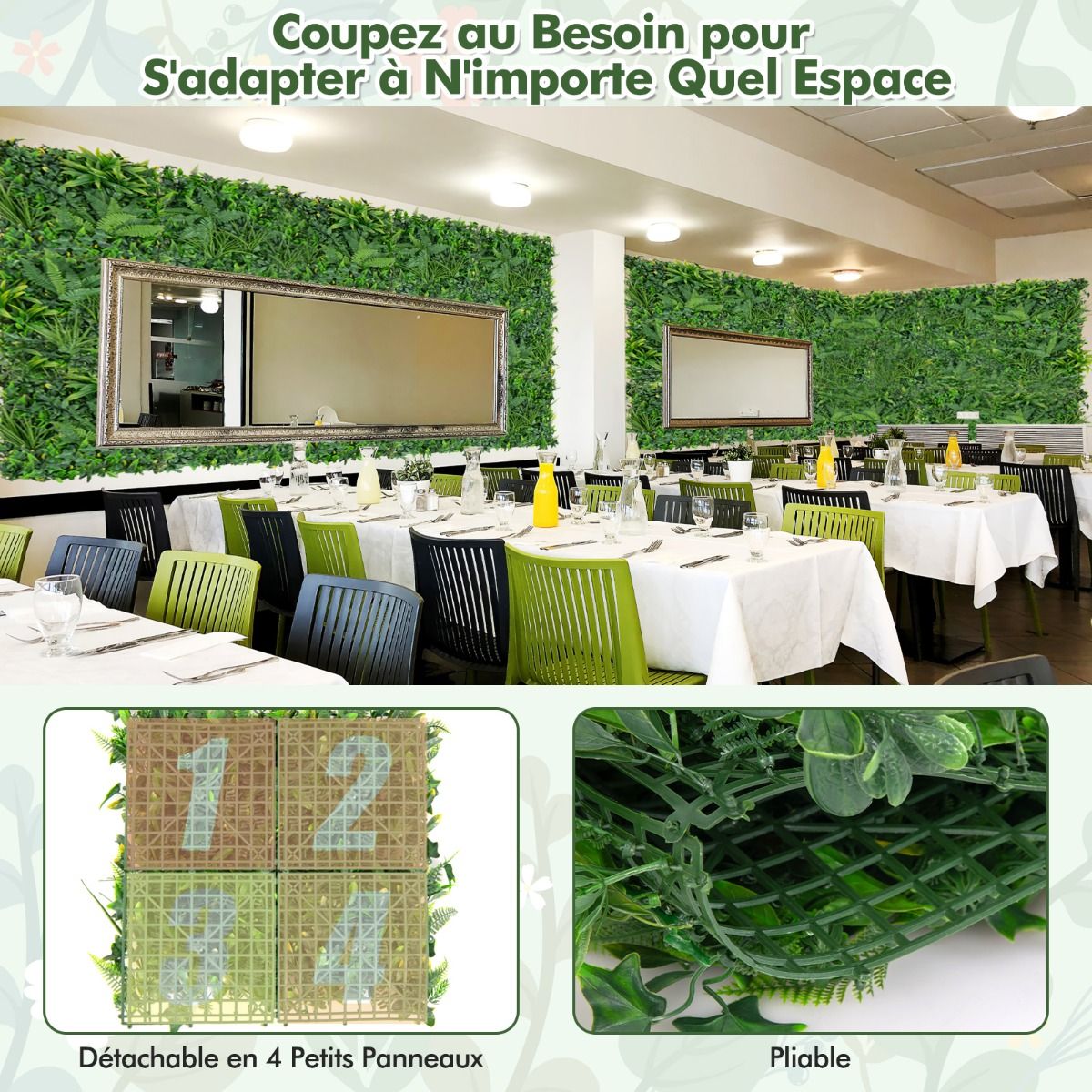 Mur de Verdure Artificiel Luxe (4 Panneaux 50x50 cm)
