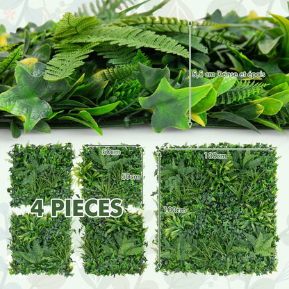 Mur de Verdure Artificiel Luxe (4 Panneaux 50x50 cm)