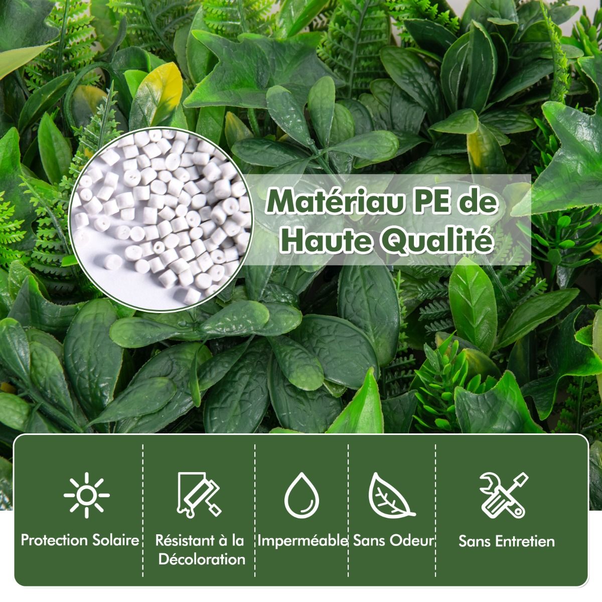 Mur de Verdure Artificiel Luxe (4 Panneaux 50x50 cm)