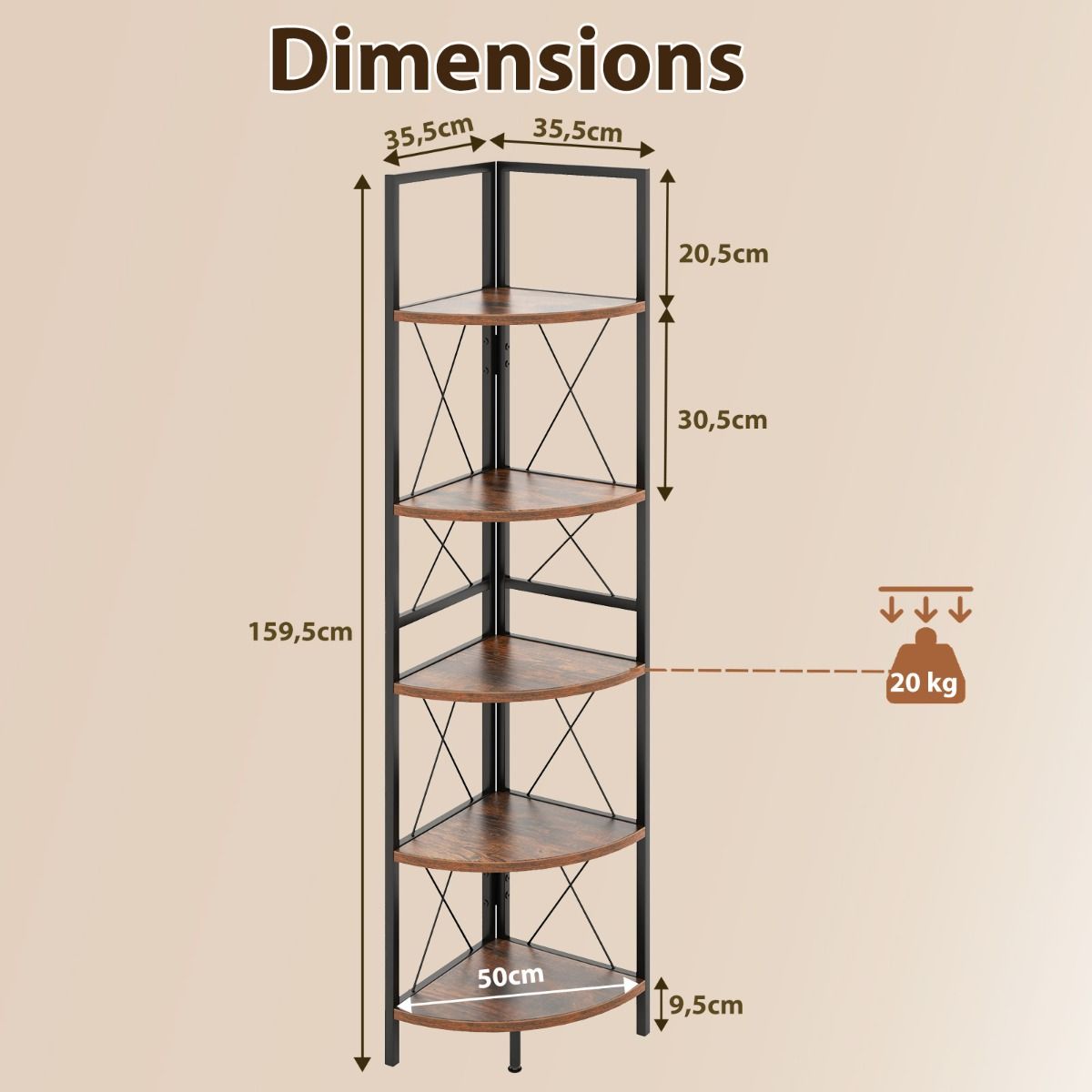 Étagère 5 Niveaux d’Angle Industrielle