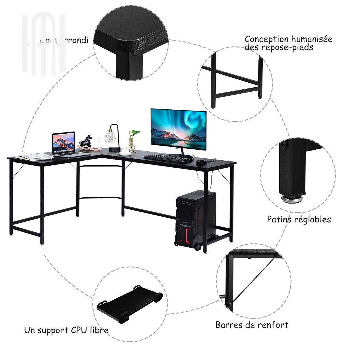 Bureau d’Angle Moderne en Forme de L