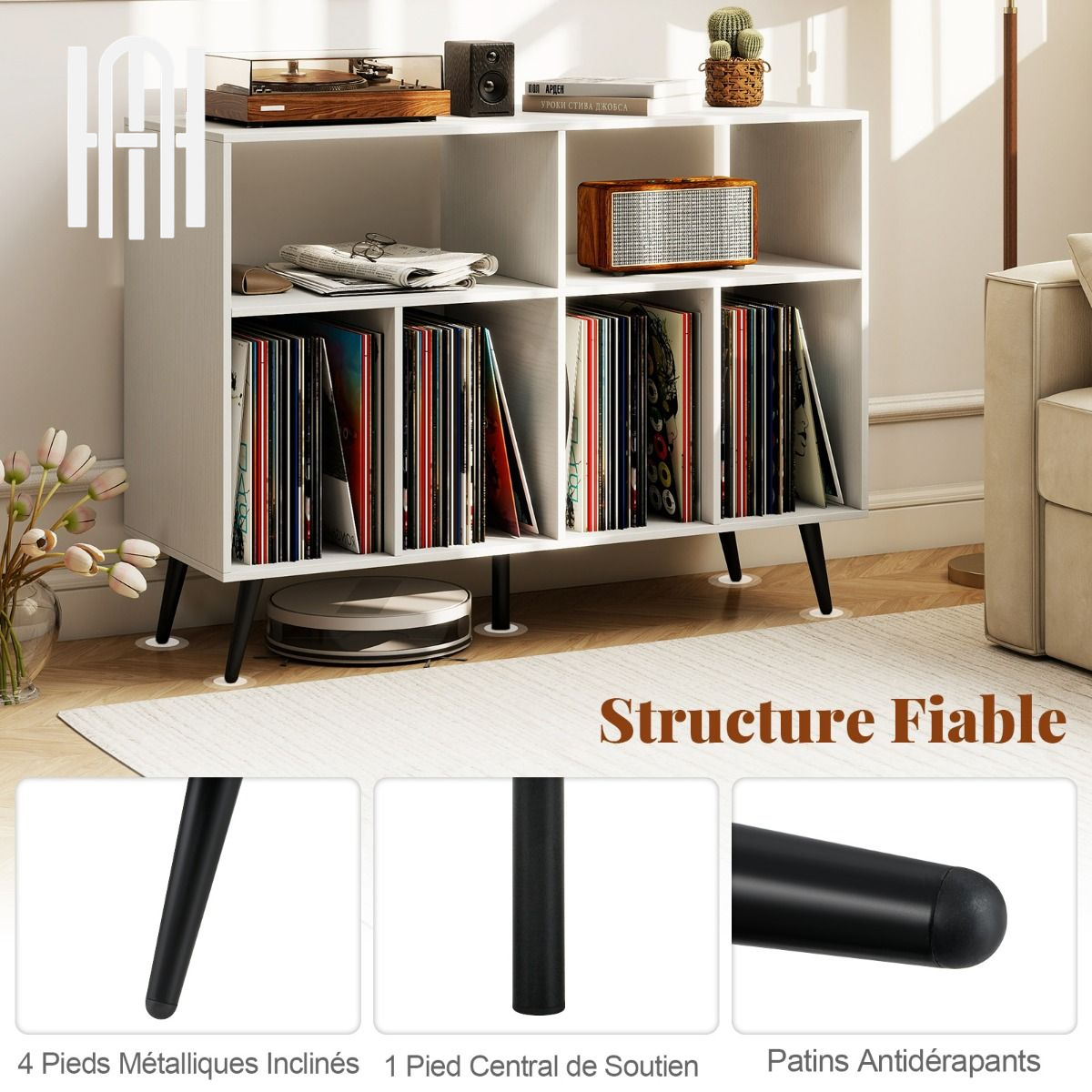Meuble Platine Vinyle 3 Niveaux Élégant