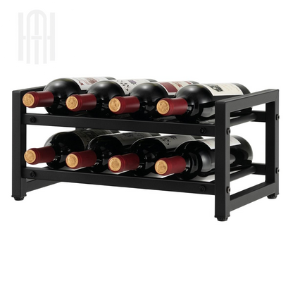 Casier à Vin Métal Noir Chic Élégant pour 8 Bouteilles