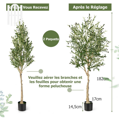 Olivier artificiel en pot de 182 cm