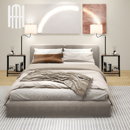 Lampadaire LED 2-en-1 avec Table d’Appoint & Étagères