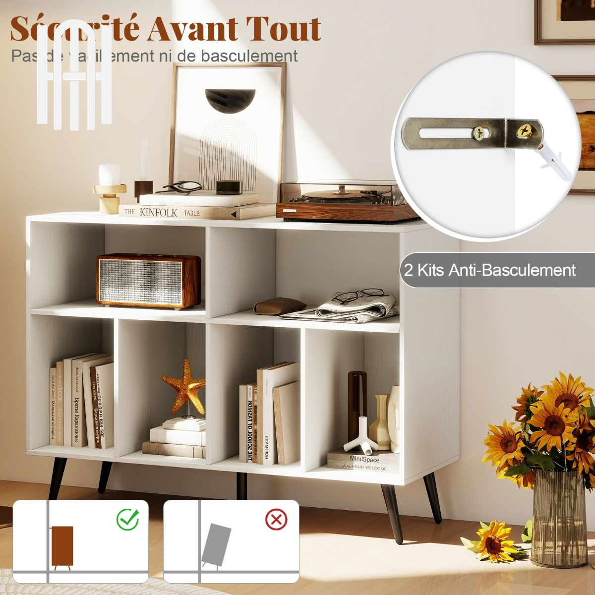 Meuble Platine Vinyle 3 Niveaux Élégant