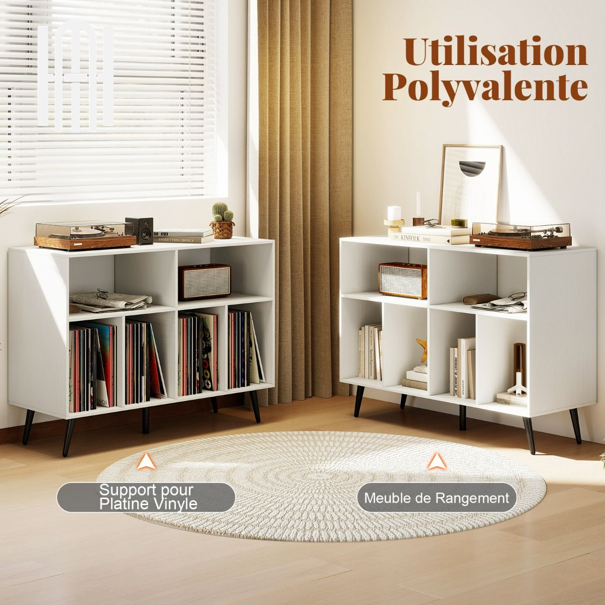 Meuble Platine Vinyle 3 Niveaux Élégant