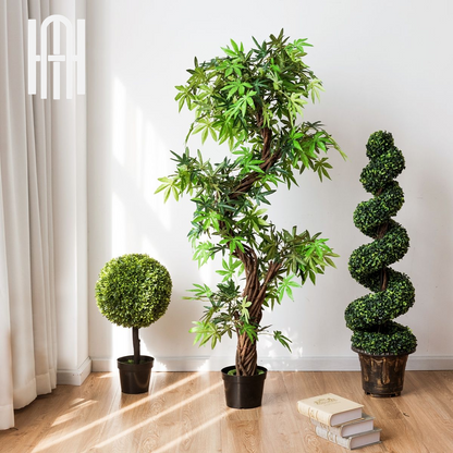 Arbre Artificiel Luxueux de 160cm en PVC avec Pot en Ciment