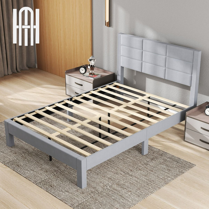 Lit Double Rembourré en Velours 200x140 cm avec Rangement et Pieds Robust