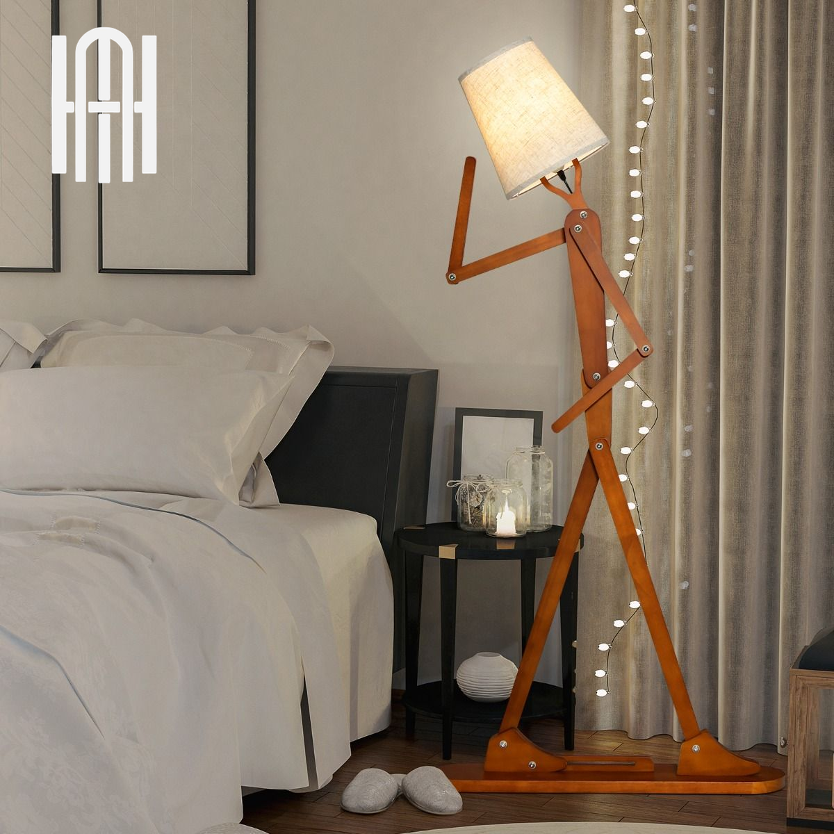 Lampadaire Humanoïde Créatif en Bois