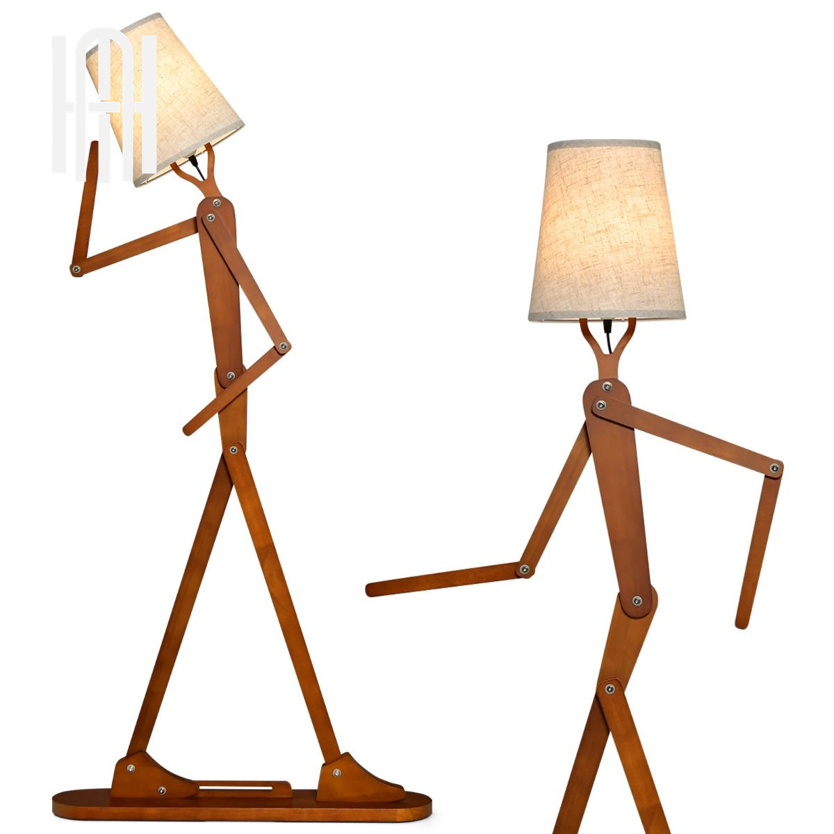 Lampadaire Humanoïde Créatif en Bois