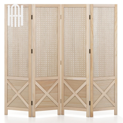 Séparateur Pliable Prestige 4 Panneaux en Bois Massif