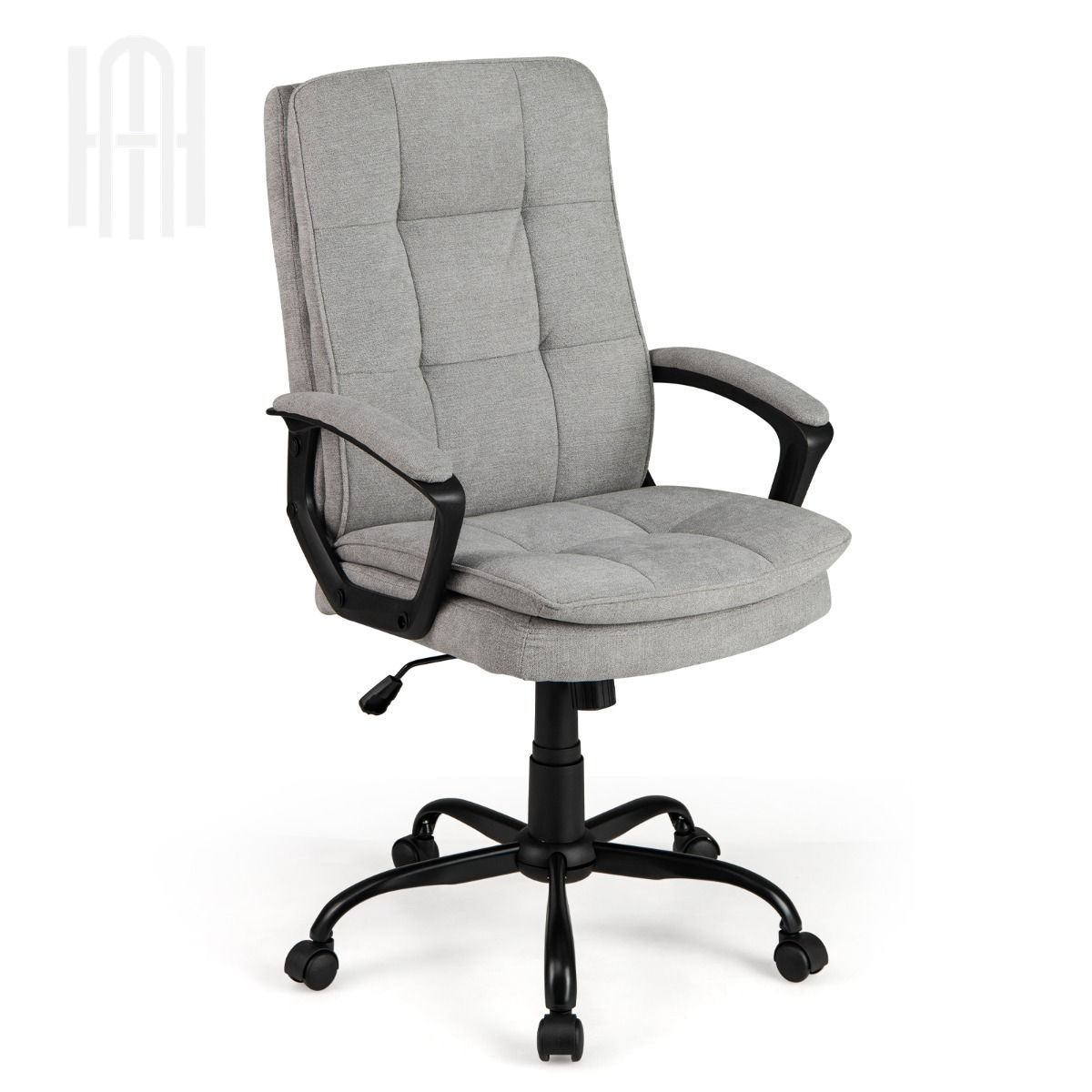 Chaise de Bureau Ergonomique en Velours Gris