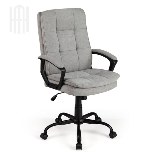 Chaise de Bureau Ergonomique en Velours Gris