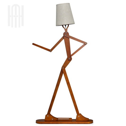 Lampadaire Humanoïde Créatif en Bois