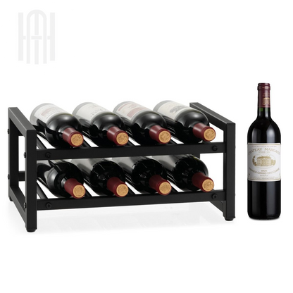Casier à Vin Métal Noir Chic Élégant pour 8 Bouteilles