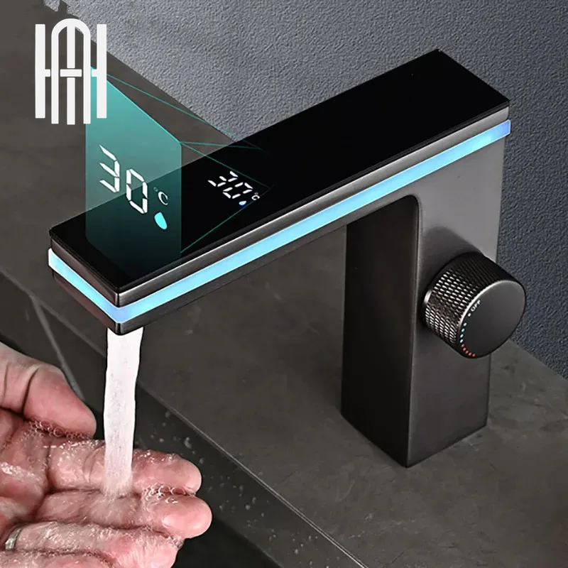Mitigeur de Lavabo en Laiton avec Affichage Digital & LED Intelligente